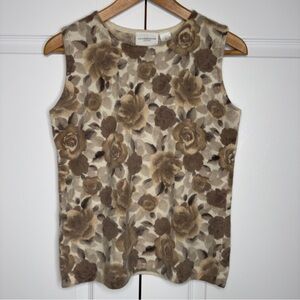 Liz Claiborne LIZSPORT Floral Wool Angora Sleeveless Sweater Tank Top Small